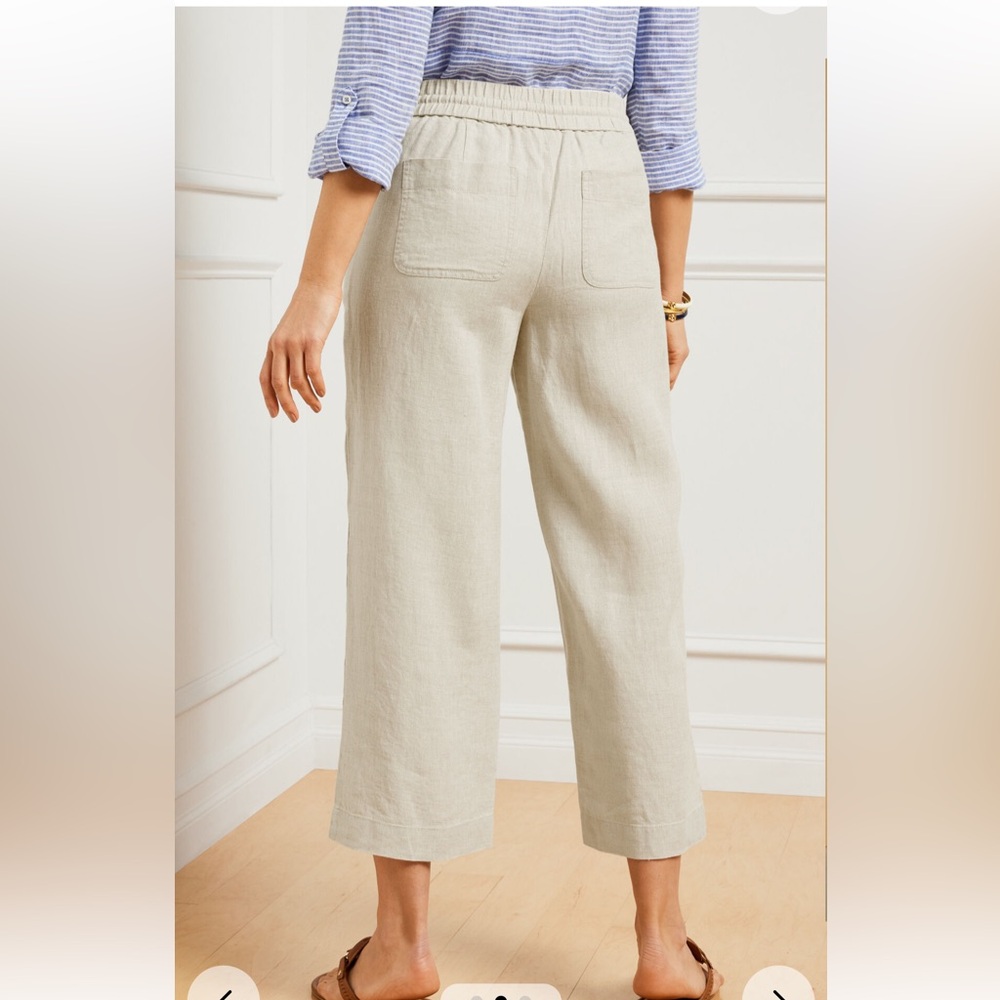 NWT Talbots Womens Natural Linen Draw String Capri Pants Size 16W - Picture 2 of 13